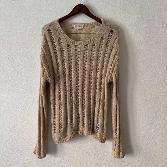 Sweet Wanderer Boho Cottagecore Crochet Top Cream Tan XL Grunge Distressed - Picture 12 of 12